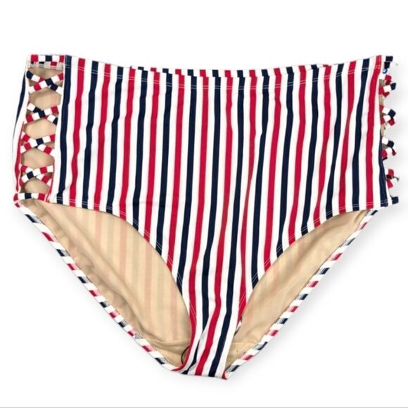 Swim by Cacique Red, White & Blue SwimSuit, Plus 26 Bottoms - Picture 7 of 11